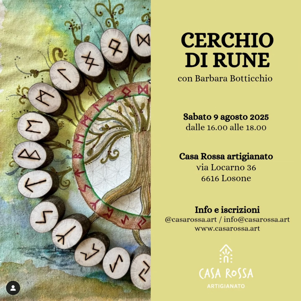Cerchio di rune presso Casa Rossa artigianato a Losone, con Barbara Botticchio